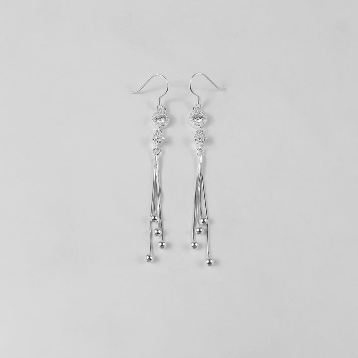 Glamorous earrings crafted with 925 sterling silver, showcasing intricately arranged silver beads with a radiant finish. Perfect for making a bold yet refined style statement.