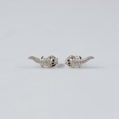 Crocodile Luxe Ear Studs - An exquisite pair of 925 sterling silver ear studs by GetTheJuice, with a refined crocodile design that combines luxury and a hint of the exotic, enhancing any ensemble with a touch of distinction.