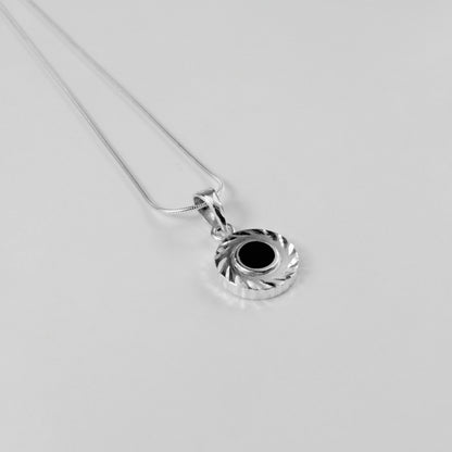 Midnight Eclipse Pendant - A stunning 925 sterling silver pendant by GetTheJuice, showcasing an intricate midnight eclipse motif that blends elegance with celestial allure.