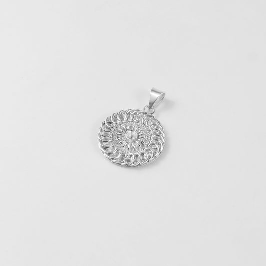 Mystic Whorl Pendant - An elegant 925 sterling silver pendant by GetTheJuice, featuring a mesmerizing spiral design that symbolizes mystery and allure, adding a touch of enigmatic beauty to any look.