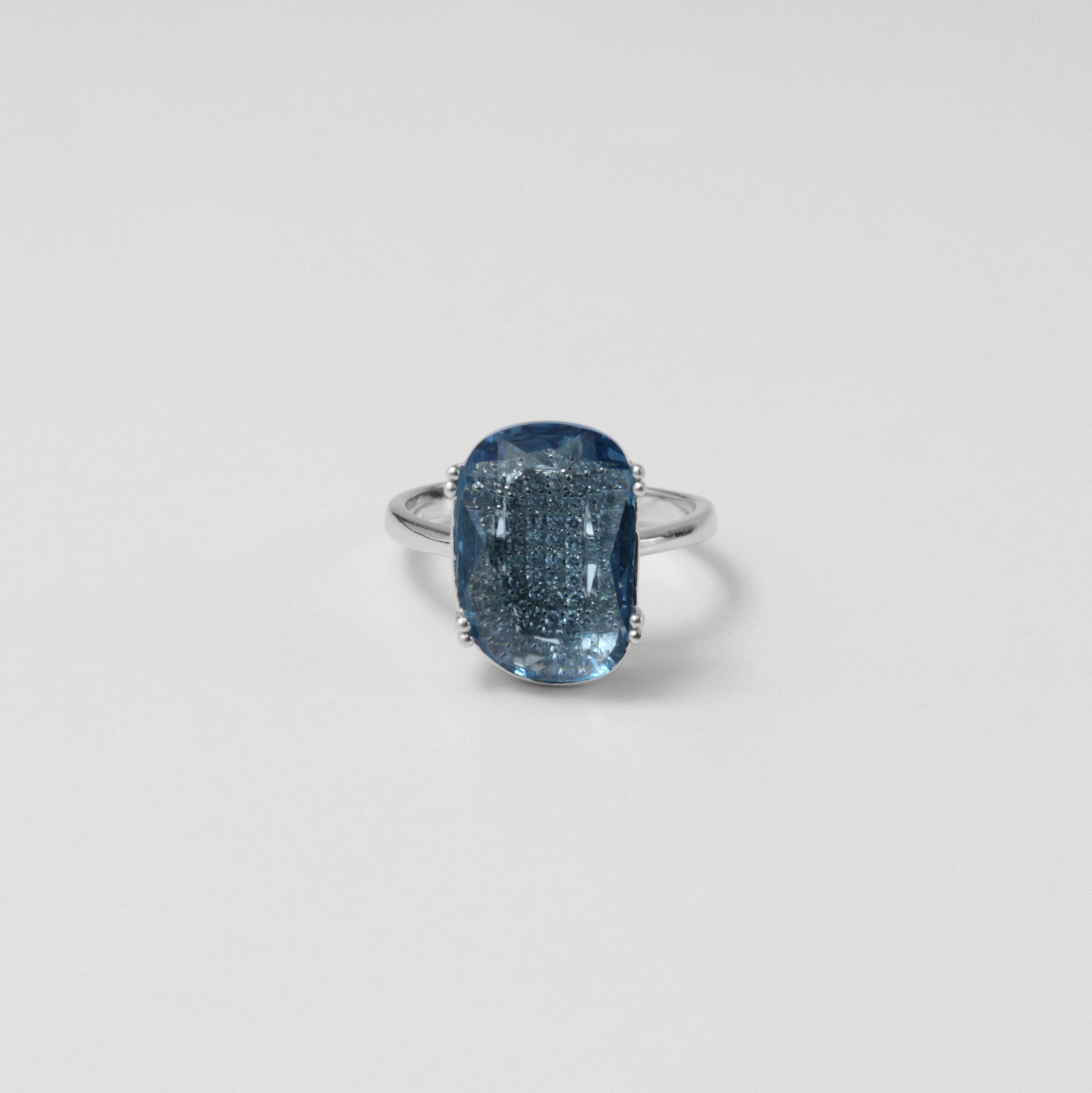 Sterling silver ring stamped '925,' featuring a serene azure gemstone, named 'Azure Serenity.