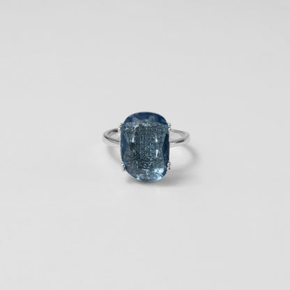 Sterling silver ring stamped '925,' featuring a serene azure gemstone, named 'Azure Serenity.