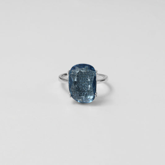 Sterling silver ring stamped '925,' featuring a serene azure gemstone, named 'Azure Serenity.