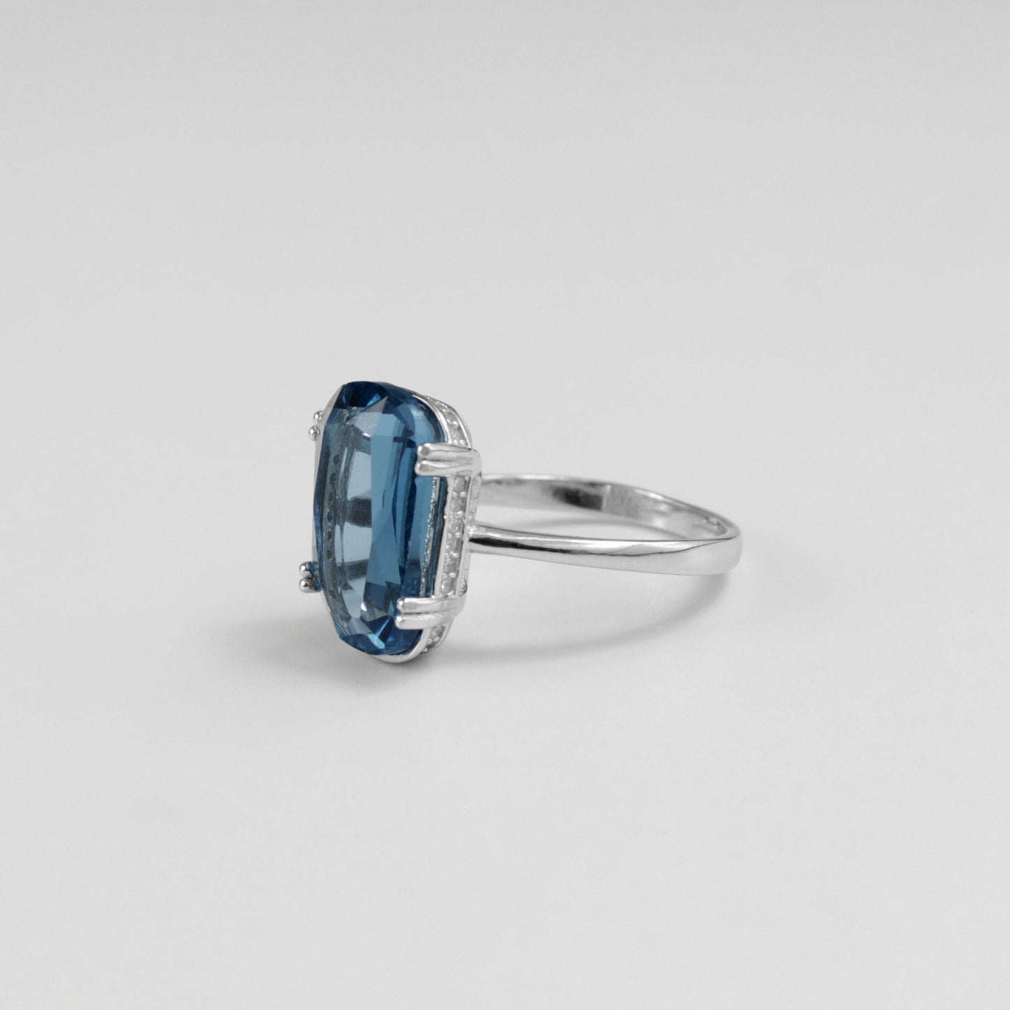 Sterling silver ring stamped '925,' featuring a serene azure gemstone, named 'Azure Serenity.