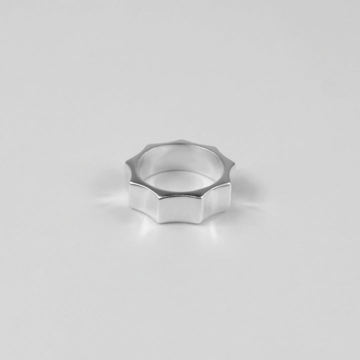 Sterling silver ring stamped '925,' featuring a strong, modern bolt-inspired band design, named 'BoltBand Ring.
