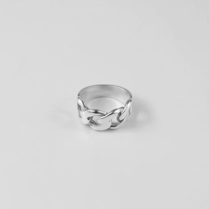 Sterling silver ring stamped '925,' featuring a smooth, curved design inspired by Cuban style, named 'Cuban Curve Ring.