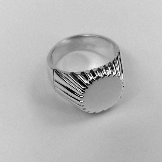 "925 sterling silver signet ring featuring a bold, minimalist design, inspired by Norwegian style, named 'Norwegian Signet Ring.'"