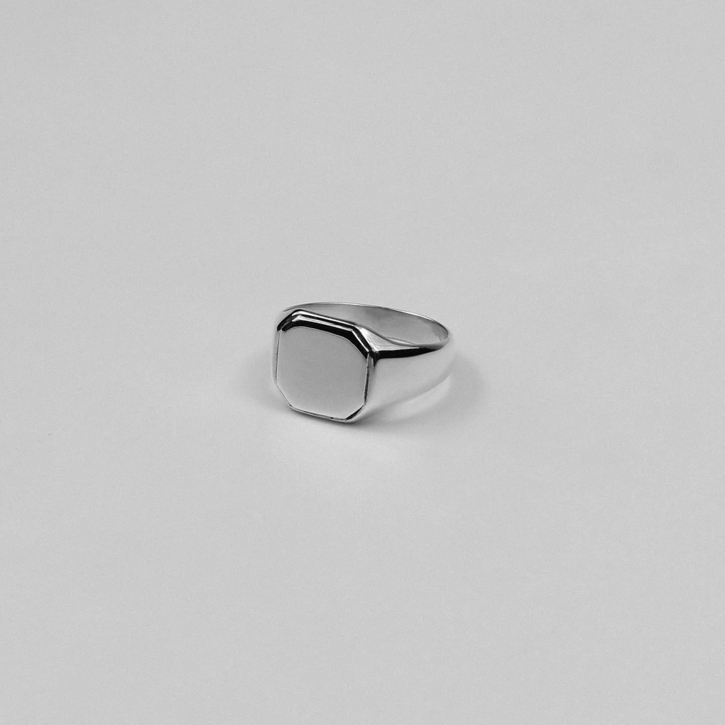 "925 sterling silver signet ring featuring a bold octagon-shaped design, named 'Octagon Signet Ring.'"