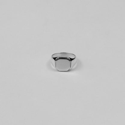 "925 sterling silver signet ring featuring a bold octagon-shaped design, named 'Octagon Signet Ring.'"