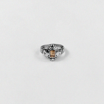 "925 sterling silver ring featuring a vibrant orange citrine gemstone, named 'Orange Bali Citrine Ring.'"