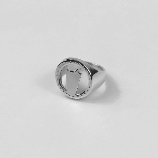 "925 sterling silver ring featuring a unique and bold symbol design, named 'Signature Symbol Ring.'"