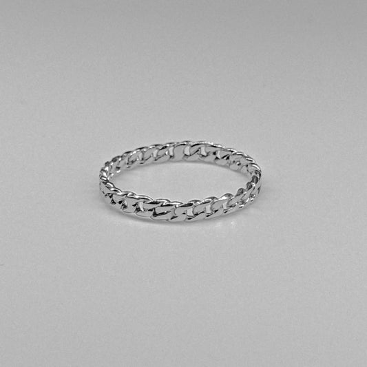 925 sterling silver ring featuring a thin, sleek Cuban link design, named 'Thin Cuban Ring.