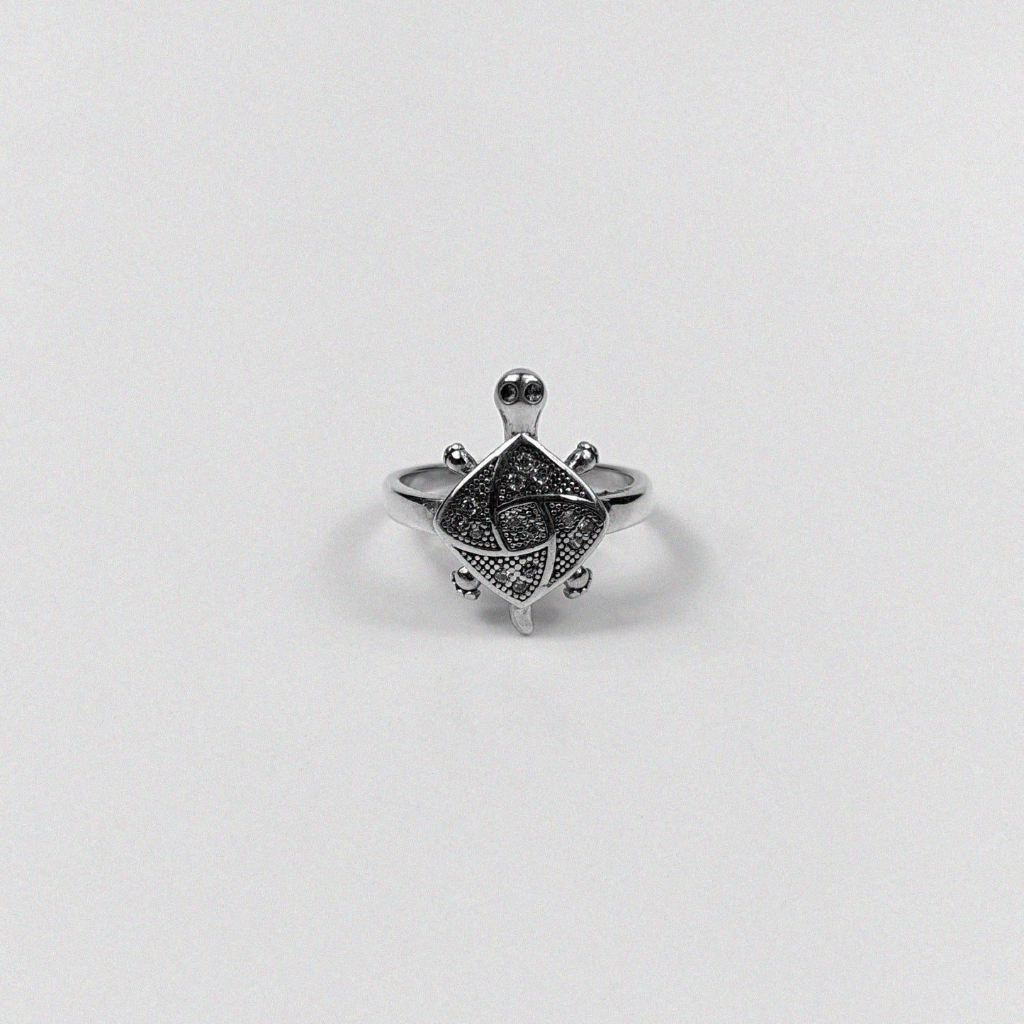 925 sterling silver ring featuring a turtle design, symbolizing wisdom and longevity, named 'Turtle Treasure Ring.