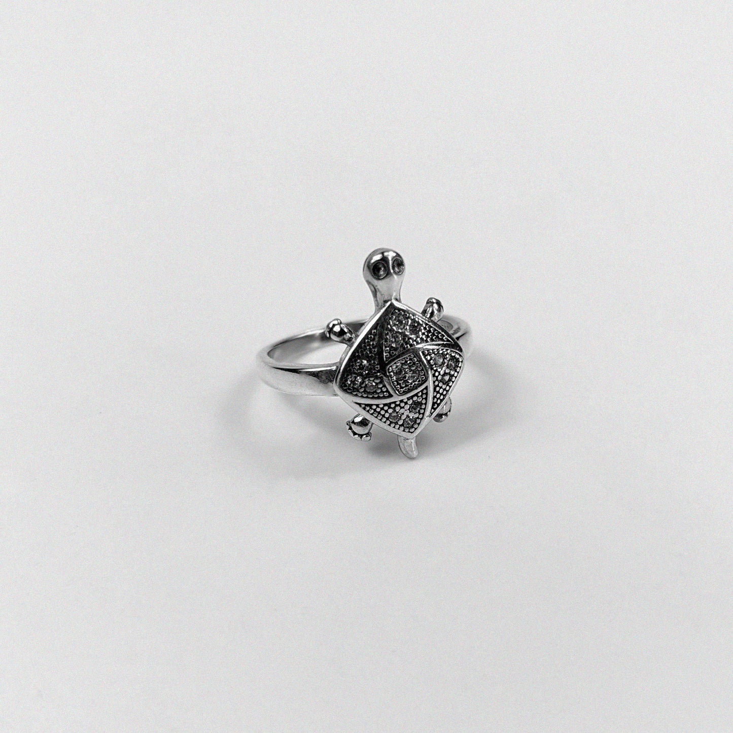 925 sterling silver ring featuring a turtle design, symbolizing wisdom and longevity, named 'Turtle Treasure Ring.