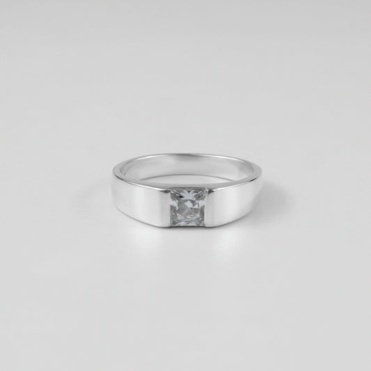 925 sterling silver ring featuring a radiant white gemstone design, named 'White Radiance Ring.