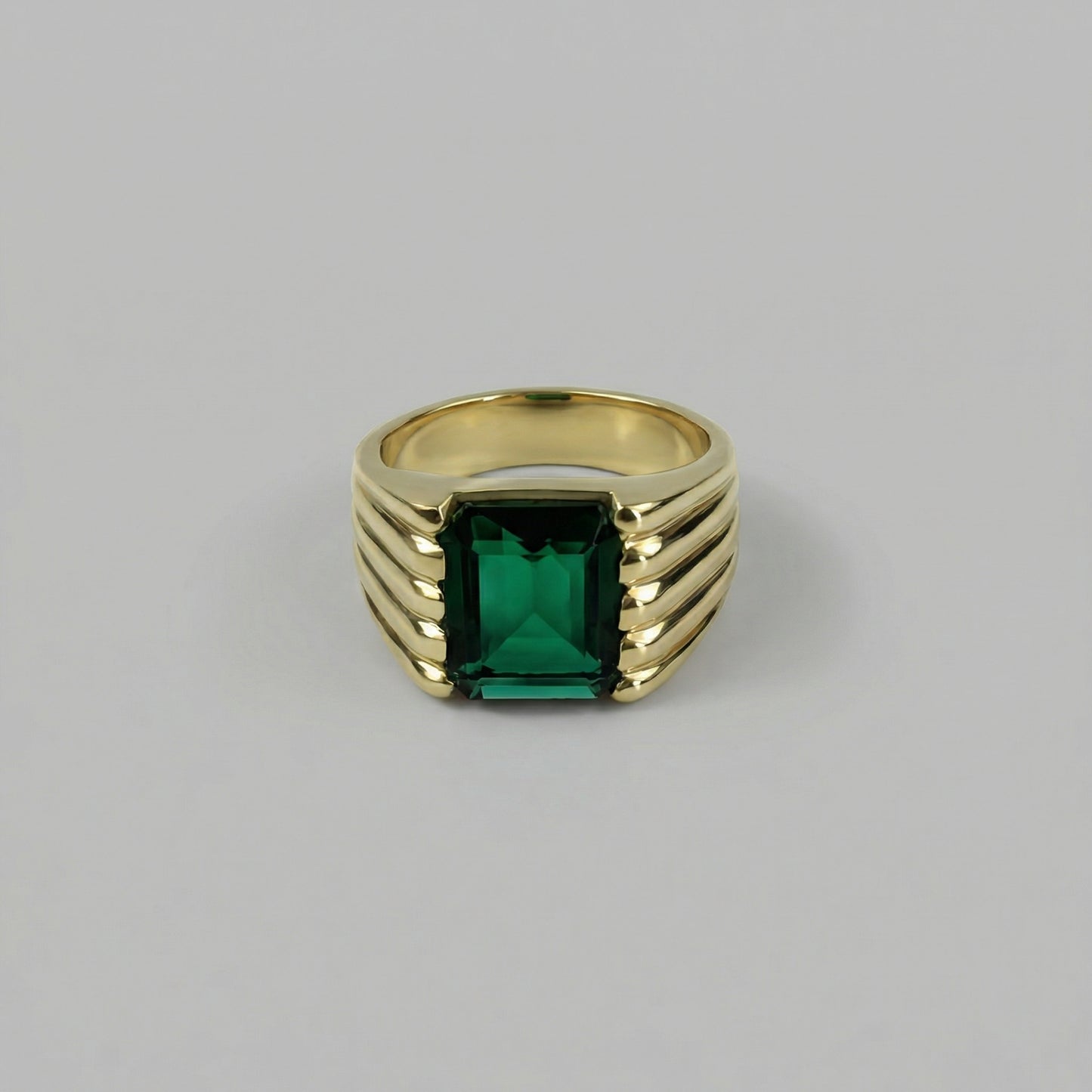 Brass Emerald Square Radiance Ring