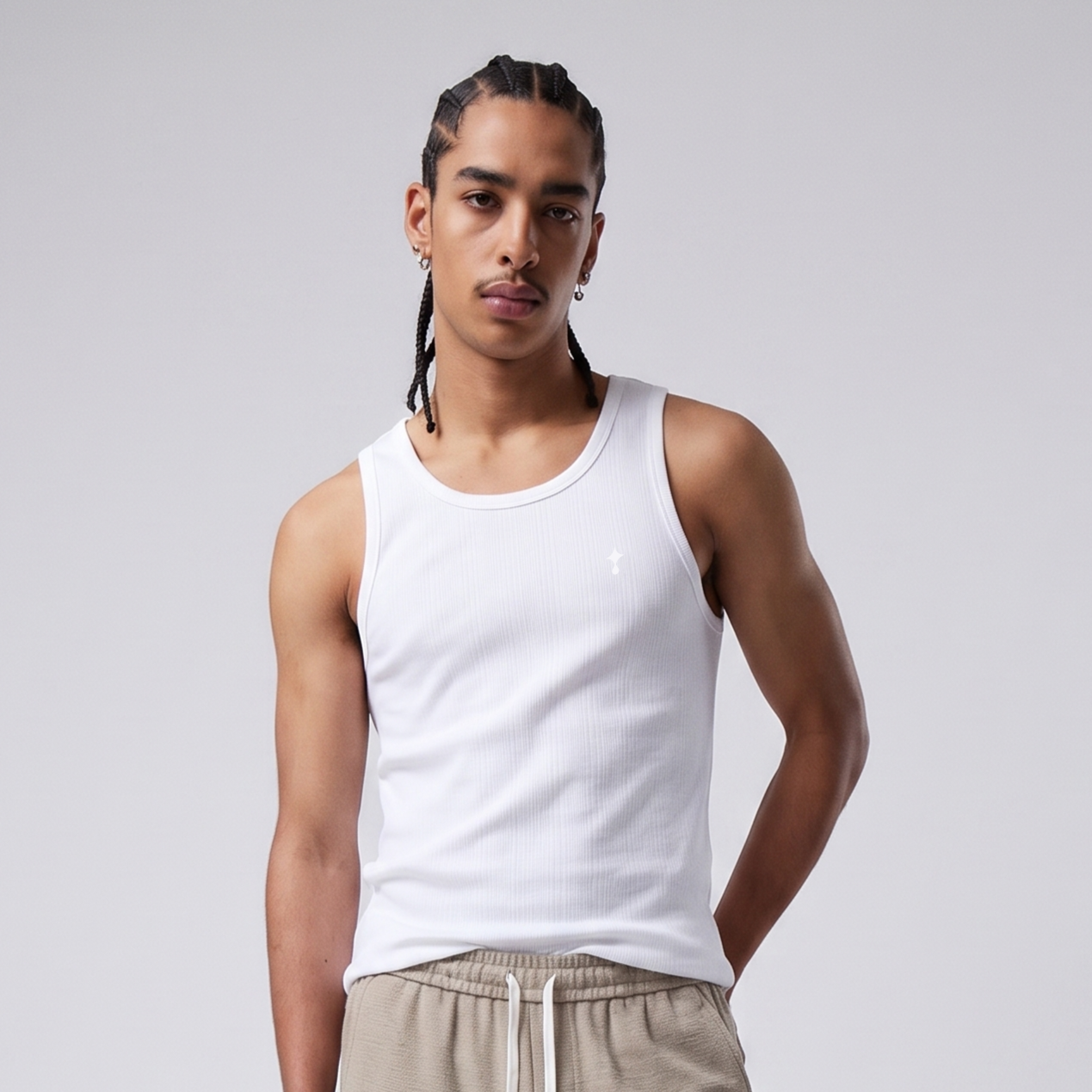 White rib tank top