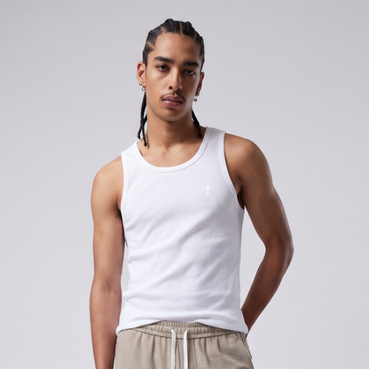 White rib tank top