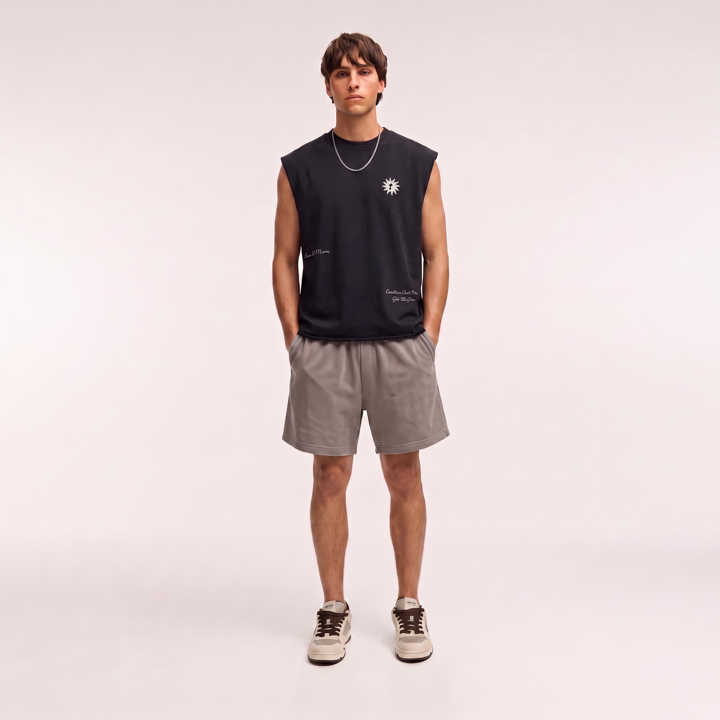 Gray textured shorts