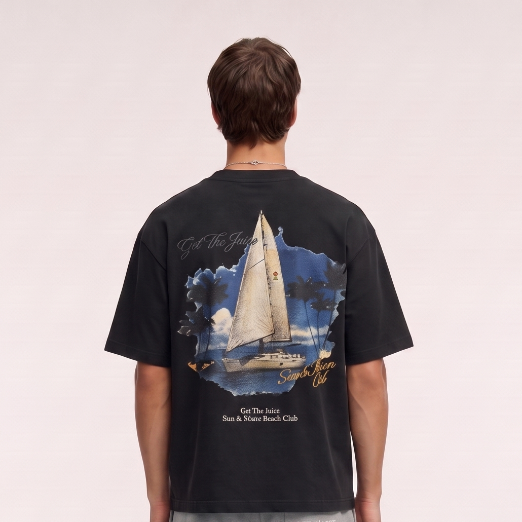 Sun & Moon Beach Club Boxy Tee (Black)