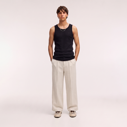 Off-White Textured Wide-Leg Pants