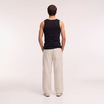 Off-White Textured Wide-Leg Pants
