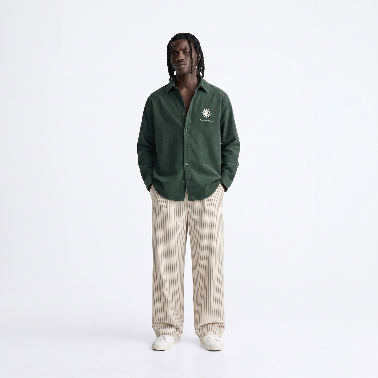 Green Cropped Boxy Long-Sleeve Shirt