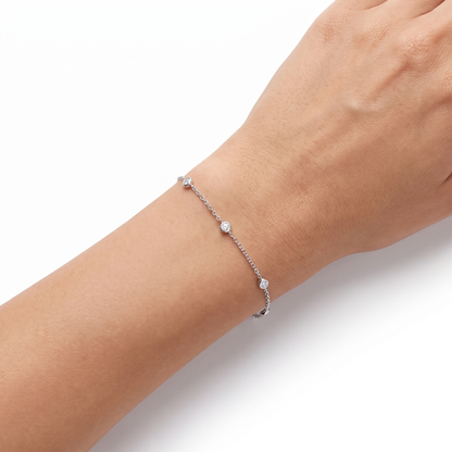 Triple Spark Sterling Silver Lab-Grown Diamond Bracelet