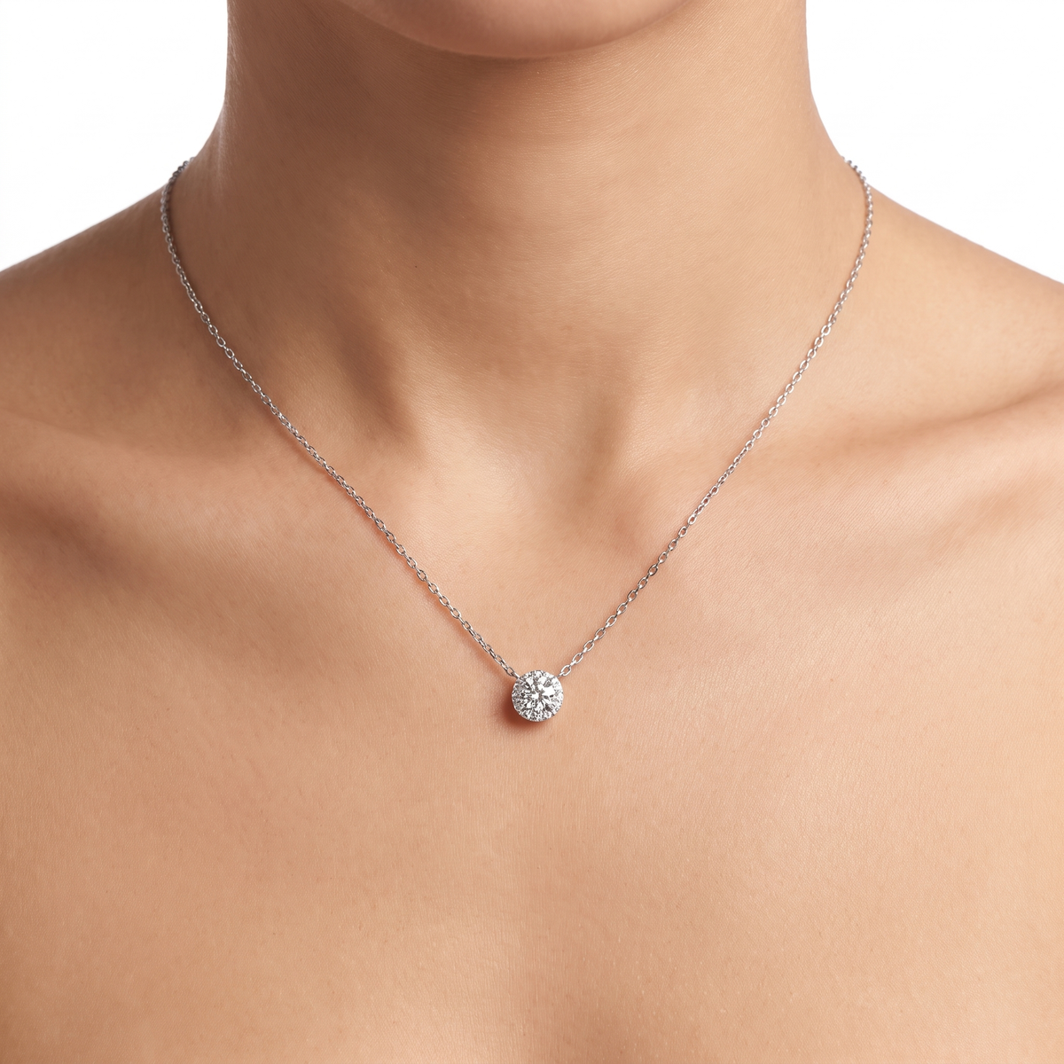 Imperial Solitaire Sterling Silver Lab-Grown Diamond Necklace