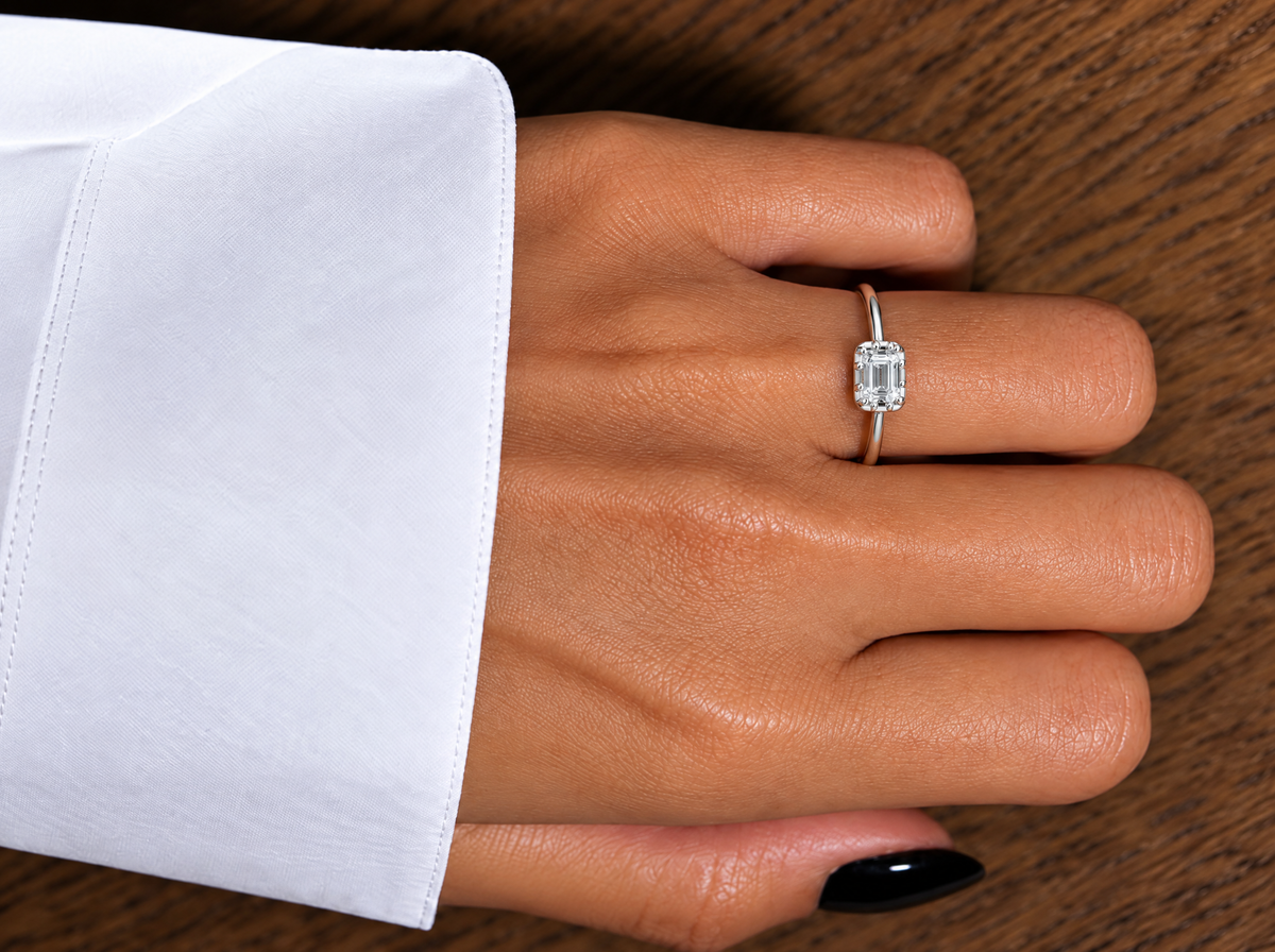 Heritage Emerald Sterling Silver Lab-Grown Diamond Ring