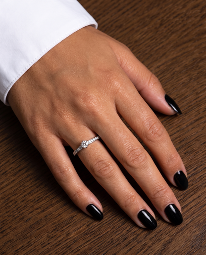 Celestial Solitaire Sterling Silver Lab-Grown Diamond Ring