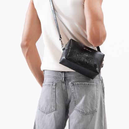 Mono Croc Crossbody Bag (Black)