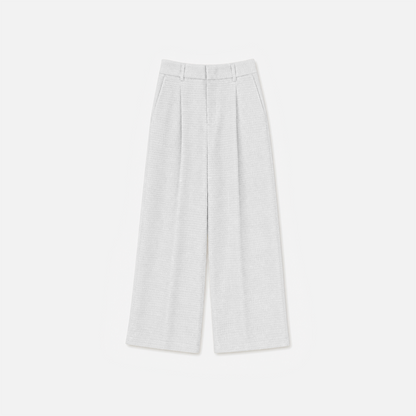 Off-White Textured Wide-Leg Pants
