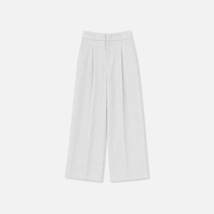 Off-White Textured Wide-Leg Pants